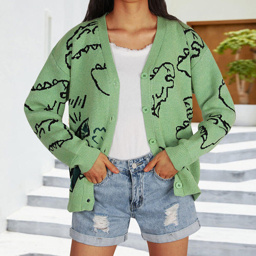Cardigan pour femmes à motifs avec motif de dinosaure amusant Chic & Stil