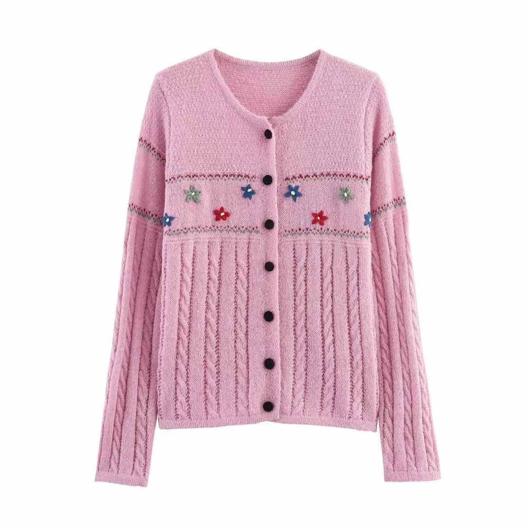 Women's cardigan with floral details and button closure Lune London