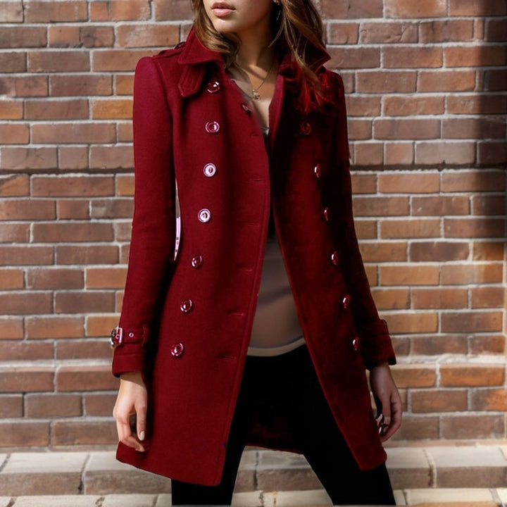 Elegant trench coat for women with a double row of buttons and weighted collar Lune London