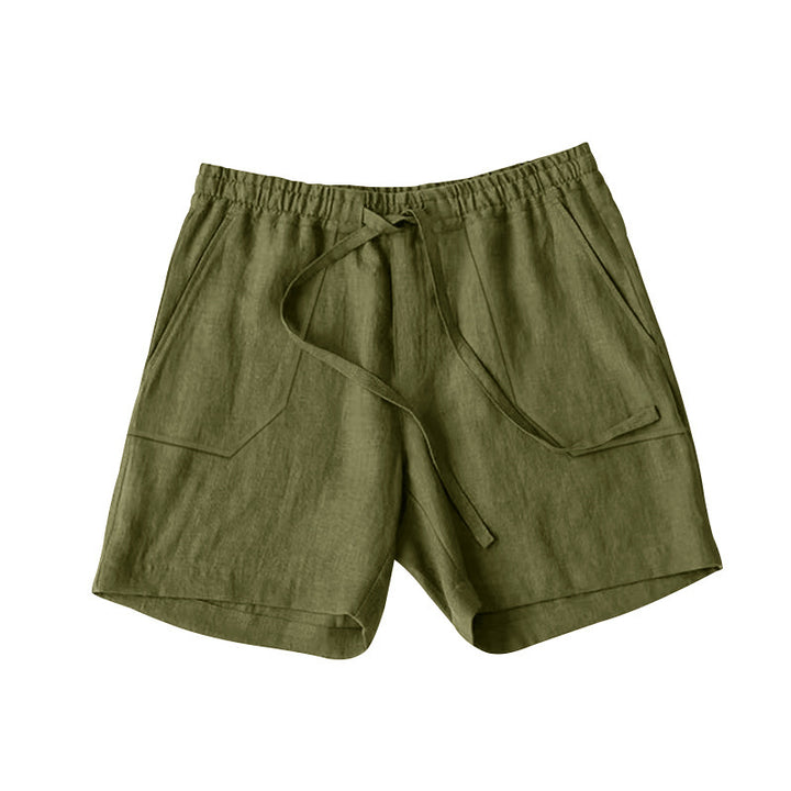 Shorts d'été en lin pour femmes avec taille élastique et poches pratiques Lune London