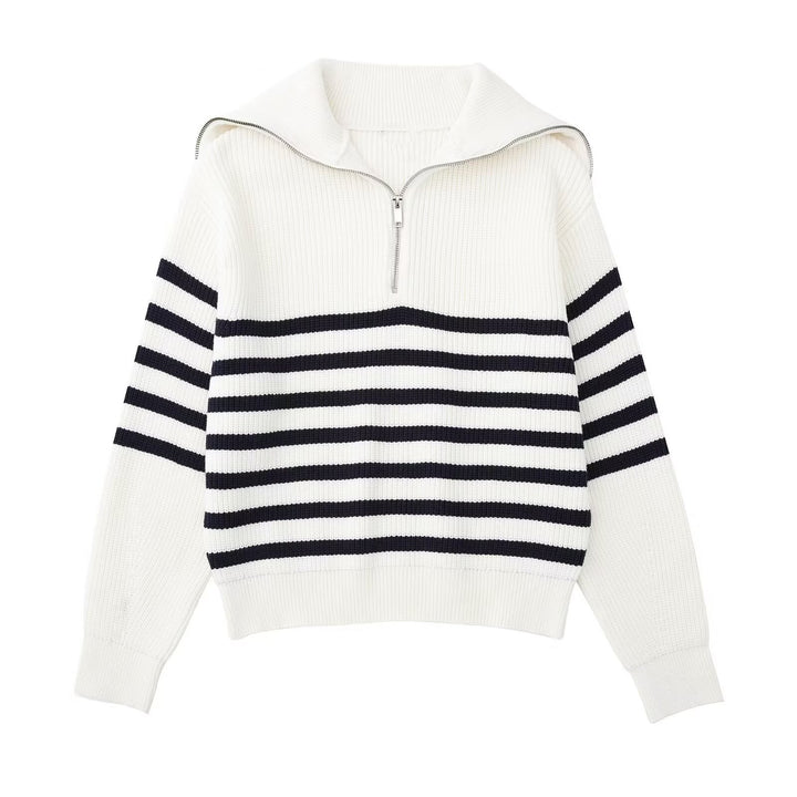 Knitted sweater for women with high collar and zipper Lune London
