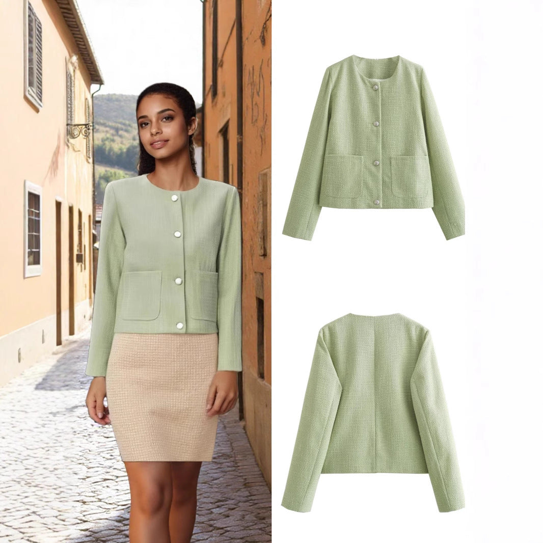 Lune London short fashionable jacket for women in textured fabric with practical pockets