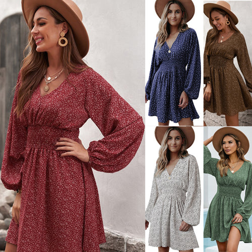 Dress women with V-neck and elegantly draped Lune London