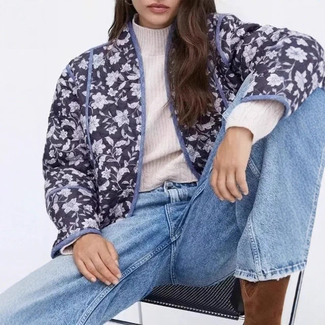 Quilted patterned jacket for ladies with elegant cut and decorative details Lune London