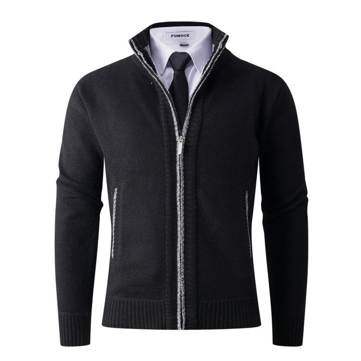 Elegant knitted jacket for men with high collar and practical pockets Lune London