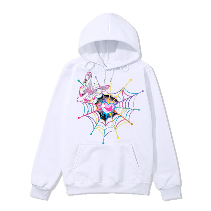Women's hoodie sweatshirt with creative butterfly and spider web design Chic & Stil