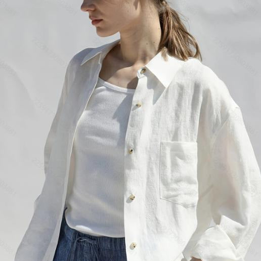 Casual linen blouse for women with front button detail Lune London