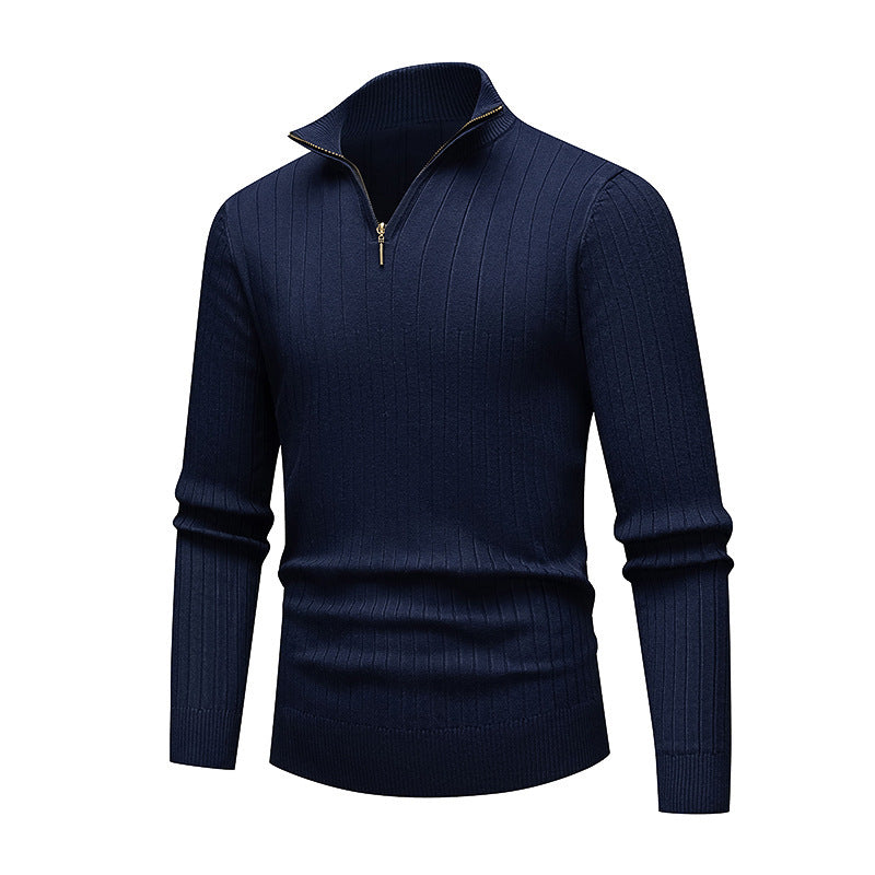 Premium knitted sweater for men with modern high collar and zipper Lune London