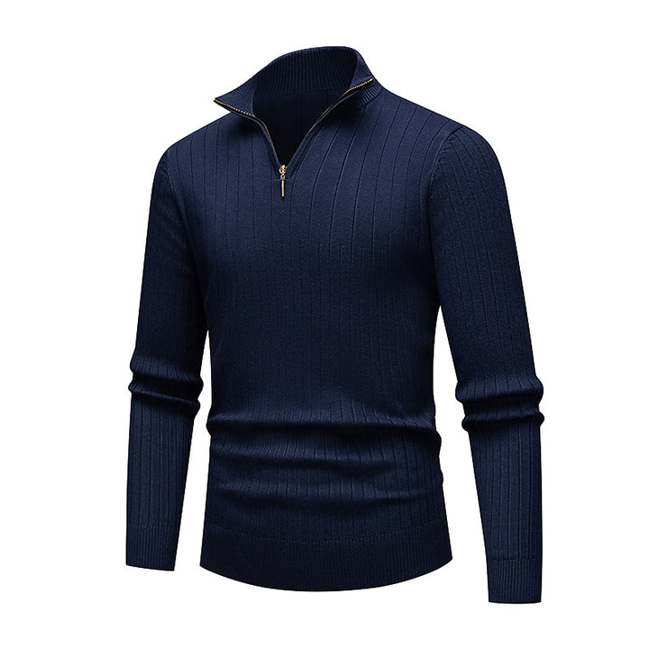 Premium knitted sweater for men with modern high collar and zipper Lune London