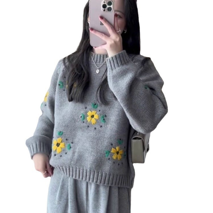 Pull en maille pour femme avec appliqués floraux Chic & Stil