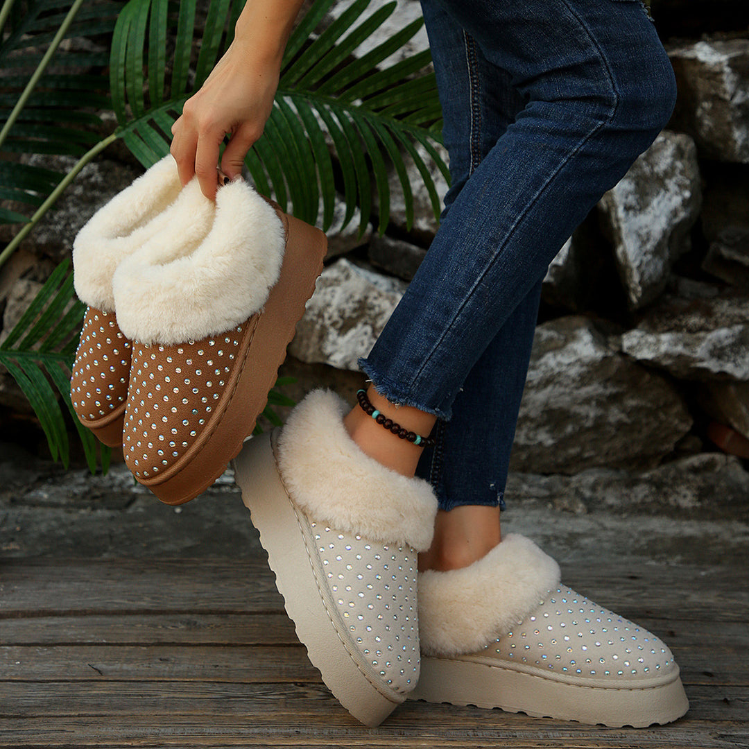 Ladies Soft Slippers with Sparkling Ornaments and Warm Lining Lune London