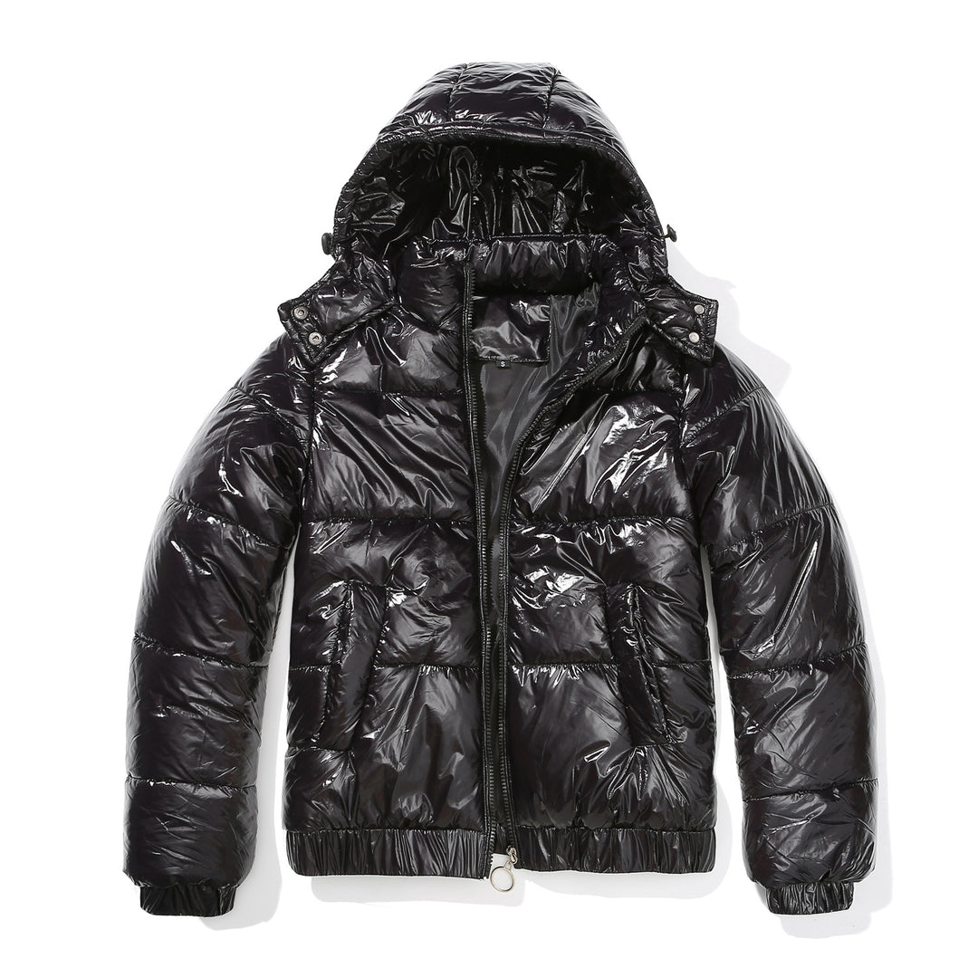 Shiny quilted jacket for women with removable hood Lune London