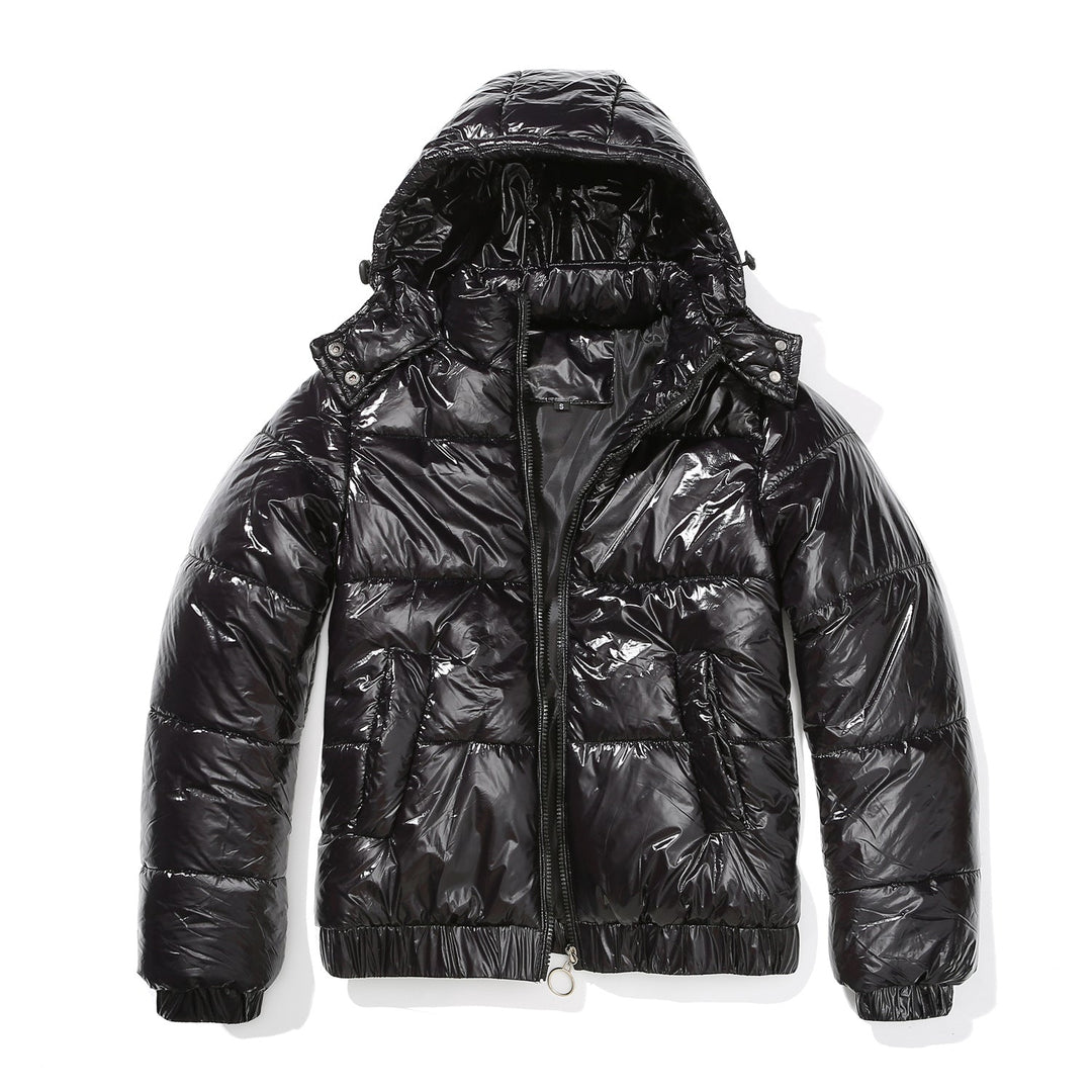 Women's Shiny Quilted Jacket with Removable Hood Lune London
