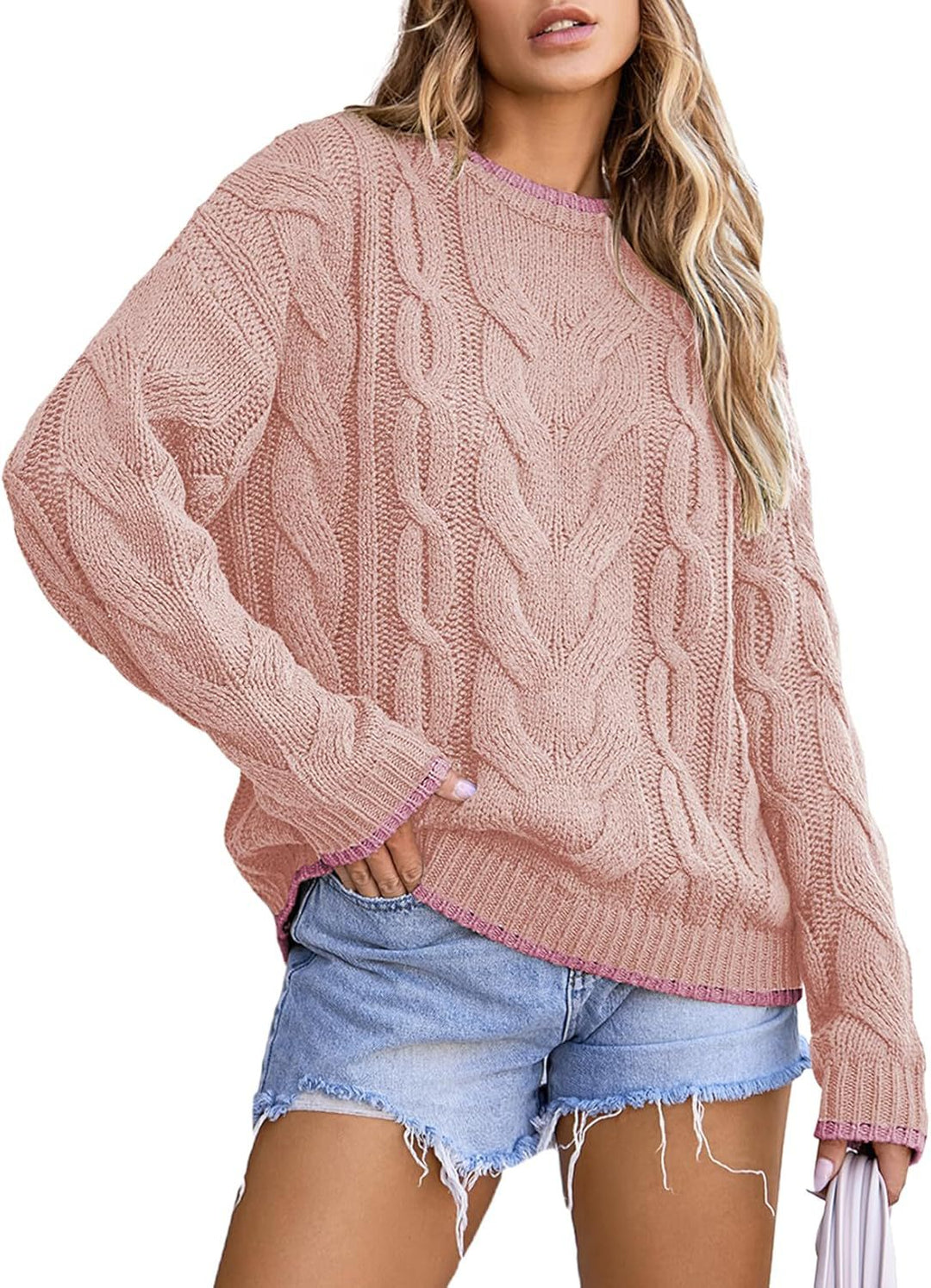 Knitted sweater for women with a thick braid pattern Lune London