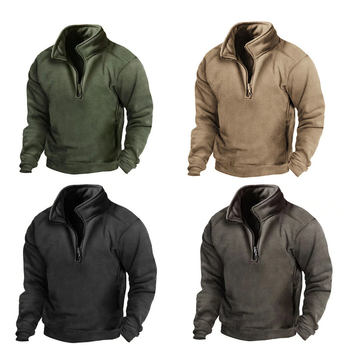Men's Fleece Pullover with High Collar and Convenient Zipper Lune London