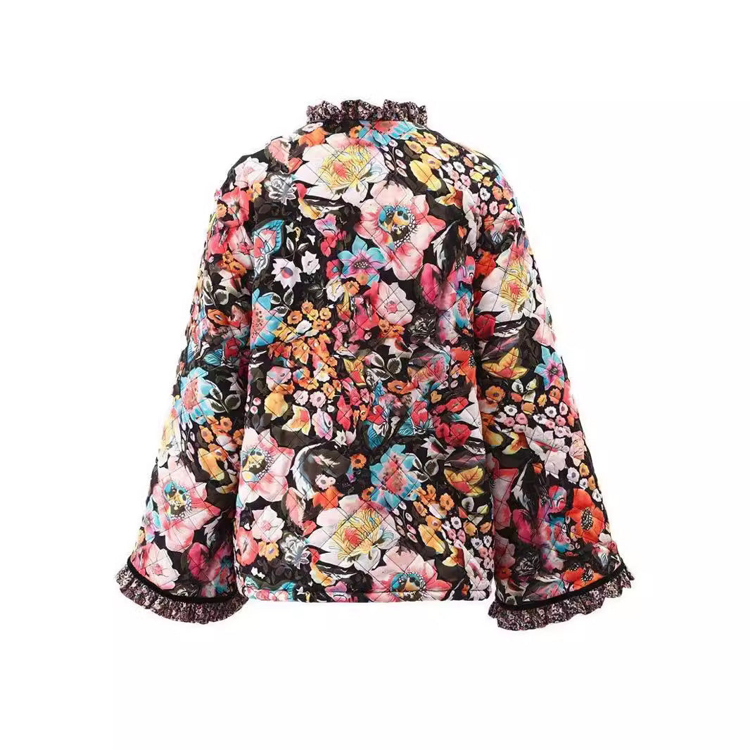 Floral patterned quilted jacket for women Lune London