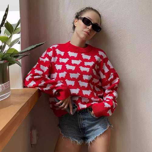 Ladies Knit Sweater with Sheep Patterns Lune London