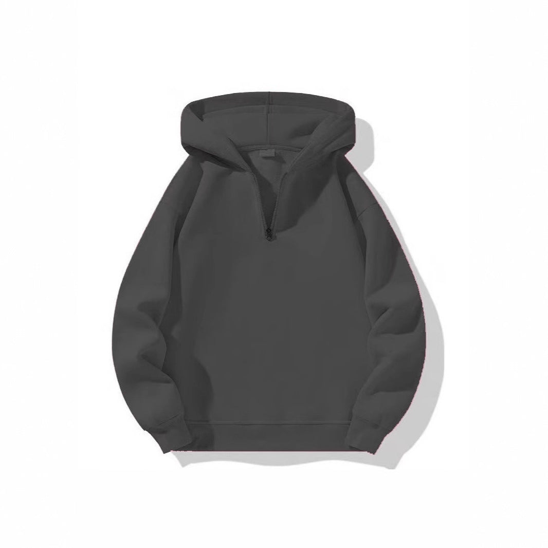 Women Fleece Hooded Pullover with Short Zip Opening Lune London