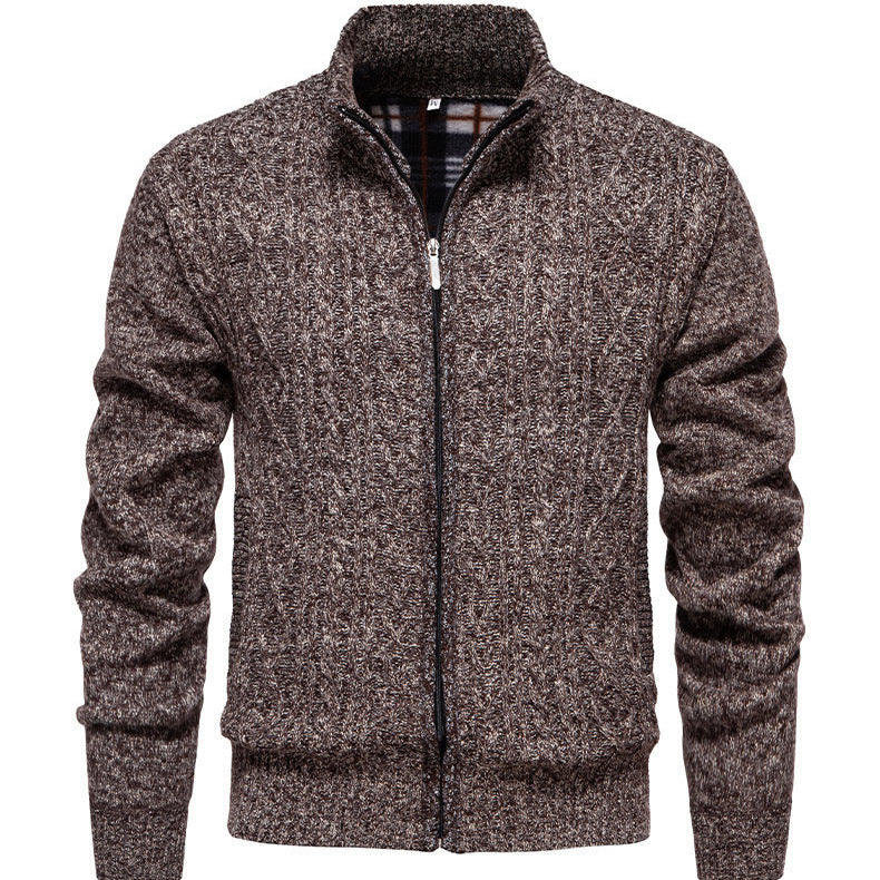 Men's knit jacket with high collar and zipper Lune London