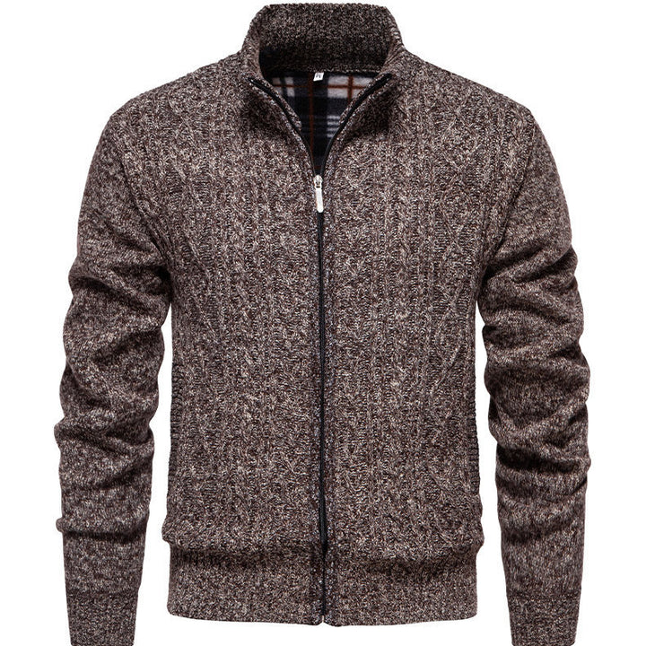 Men's knit jacket with high collar and zipper Lune London