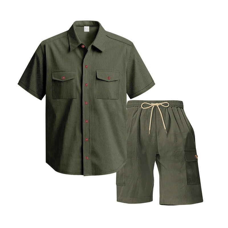 Casual short sleeve shirt for men and leisure shorts set with practical pockets Lune London