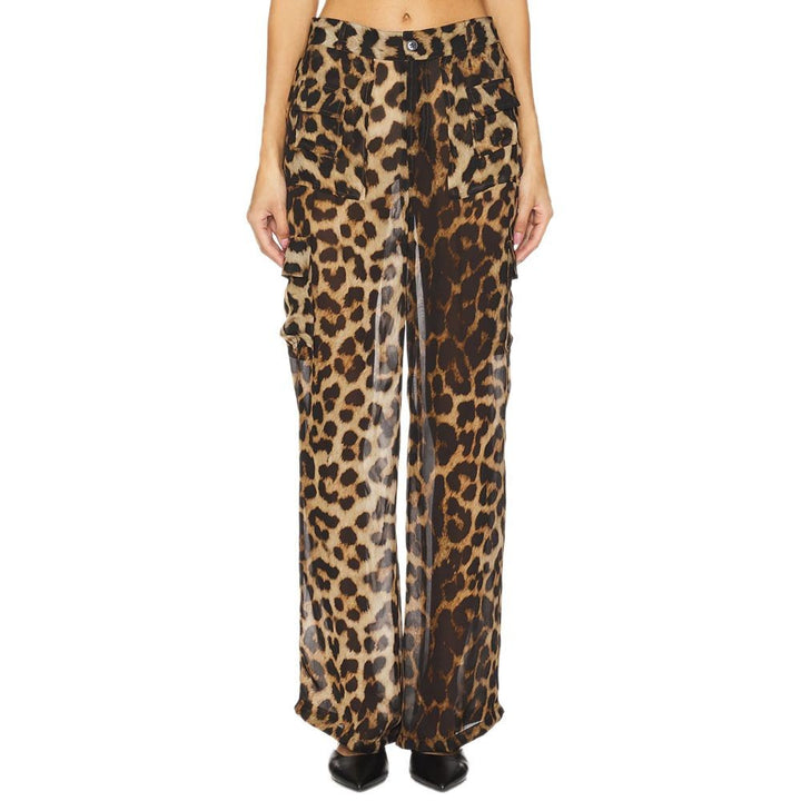 Leopard print cargo pants for women with a loose fit Lune London