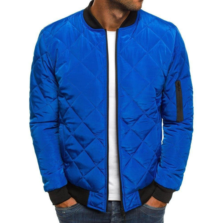 Quilted jacket for men with elastic ribbed cuffs and practical zippered pockets Lune London