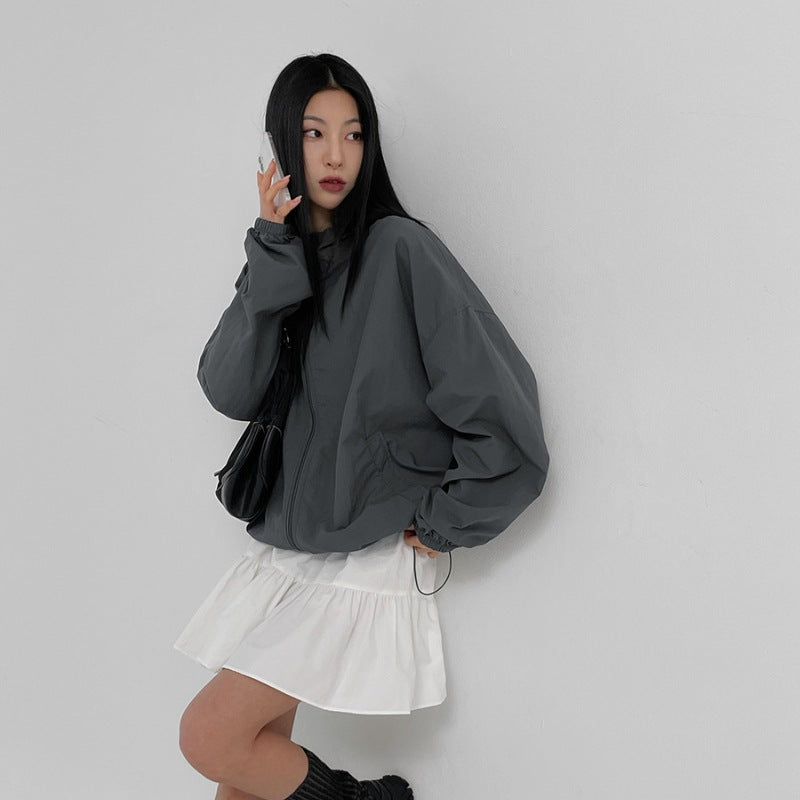 Veste de transition décontractée pour femmes avec col haut et cordon de serrage réglable Chic & Stil 1772505648