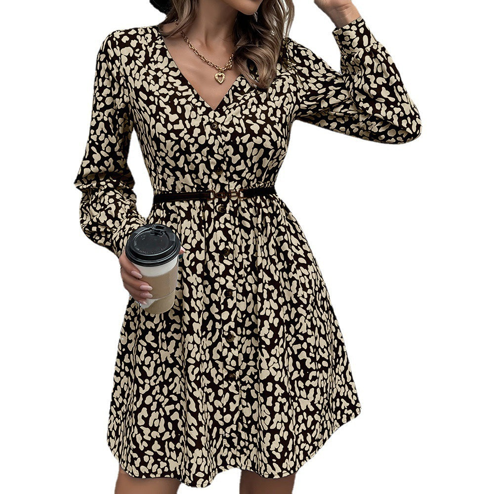 Wrap dress for women with high V-neck and fitted belt Lune London