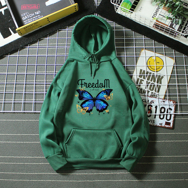 Ladies hooded sweatshirt with artistic butterfly design Chic & Stil