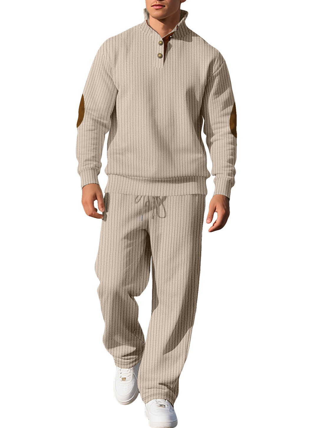 Men's sporty sweatshirt with an innovative button placket design and chic and stylish accents
