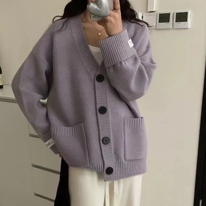 Cardigan Décontracté Surdimensionné pour Femmes avec Grandes Poches et Détails de Boutons Chic & Stil