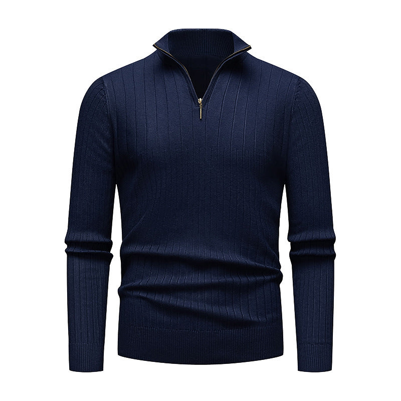 Premium knitted sweater for men with modern high collar and zipper Lune London