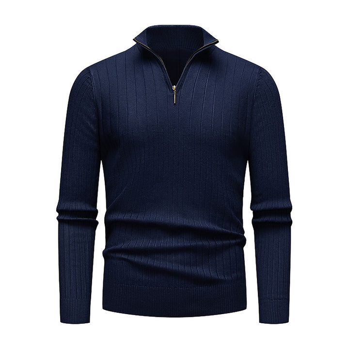 Premium knitted sweater for men with modern high collar and zipper Lune London