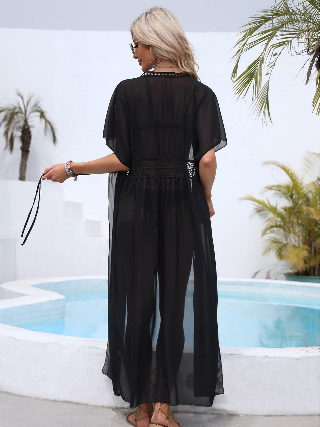 Woman Transparent Lace Beach Cover Dress Lune London