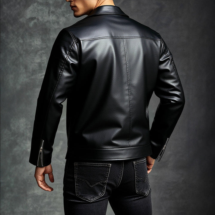 Stylish men's biker jacket made of high-quality synthetic leather Lune London