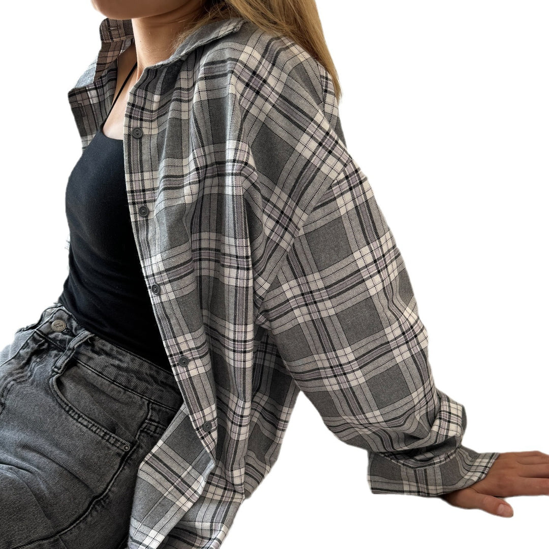 Casual checked blouse for women with oversized fit and modern details Lune London