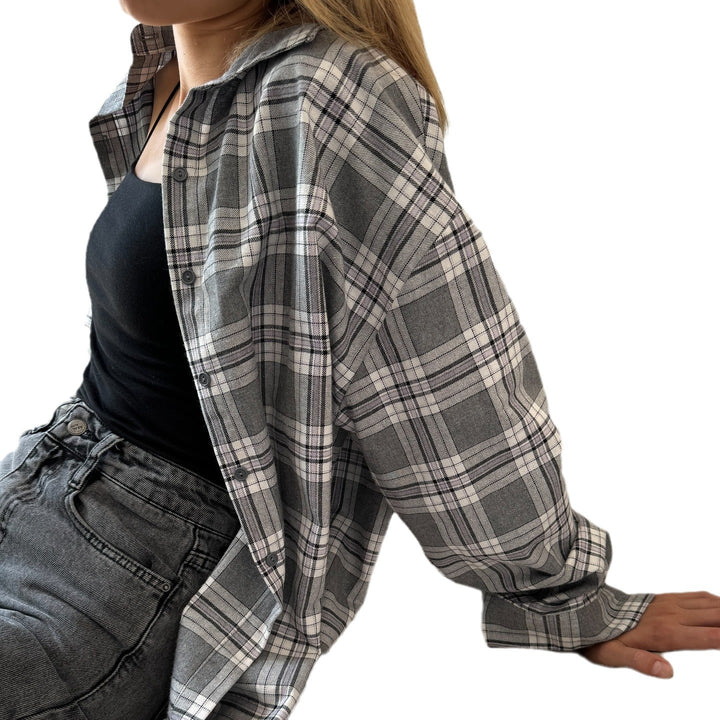 Casual checked blouse for women with oversized fit and modern details Lune London