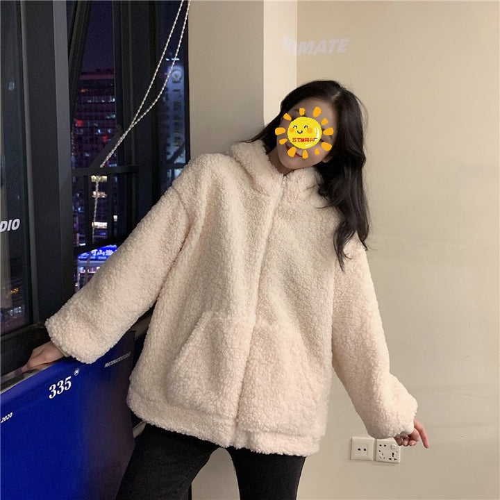 Women's cozy fleece jacket with ears and practical side pockets Lune London