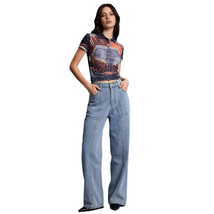 Women high-waisted wide jeans with sophisticated seam details Lune London