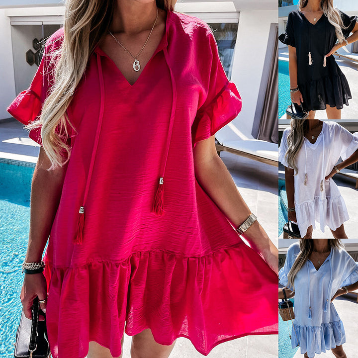 Lune London Summer ruffled dress for women with drawstring