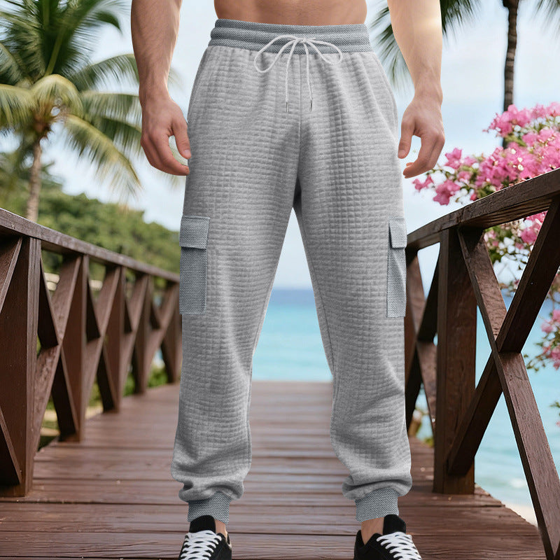 Men's cargo jogger pants with elastic waistband and practical side pockets Lune London