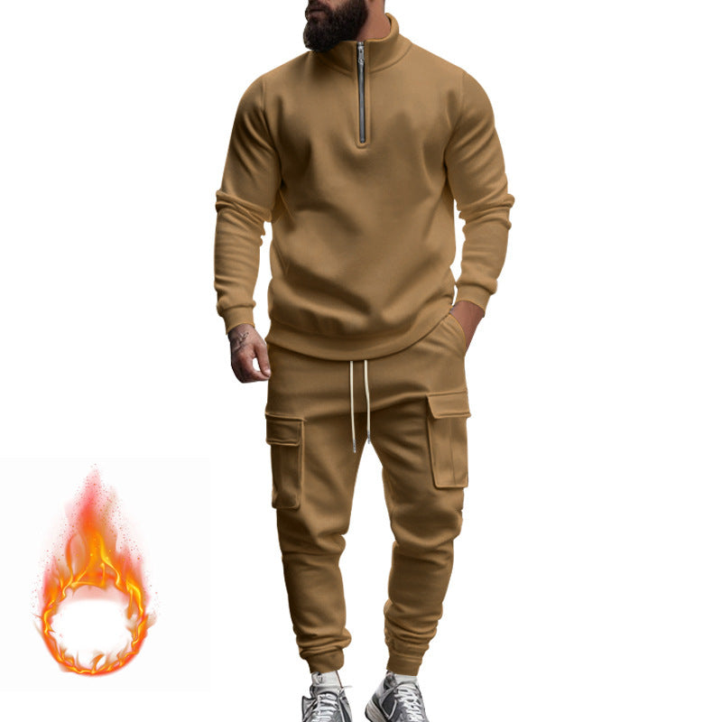 Men's fleece sports set with functional zipper and cargo pants Lune London