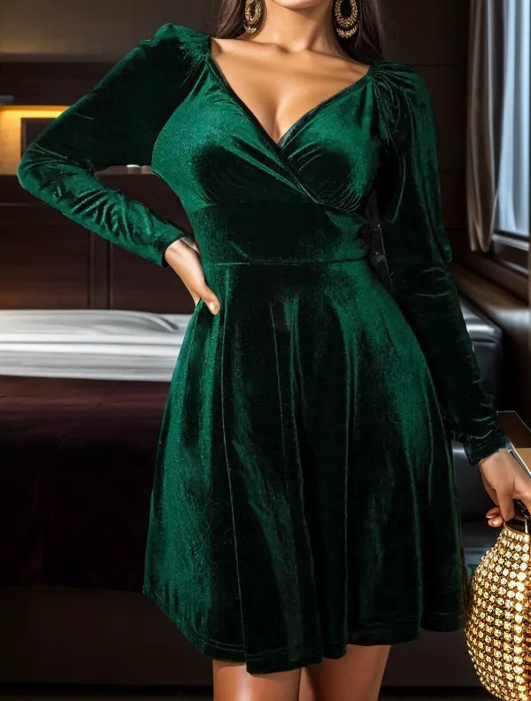 Lune London Long Sleeve V Neck Wrap Dress for Women