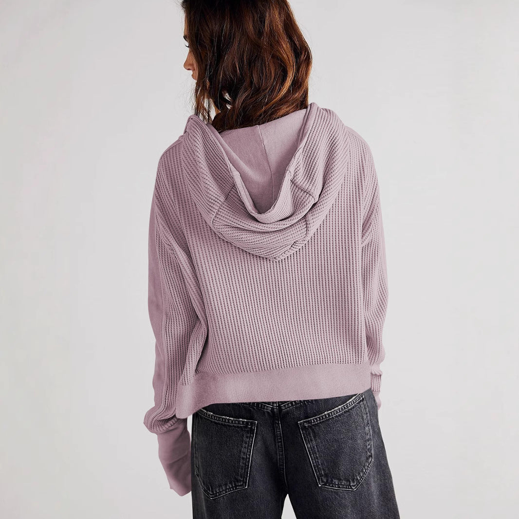 Women's Comfortable Zip Hoodie with Textured Design Lune London