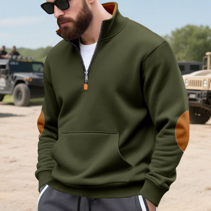 sporty pull for men with half-zip and practical kangaroo pocket Lune London