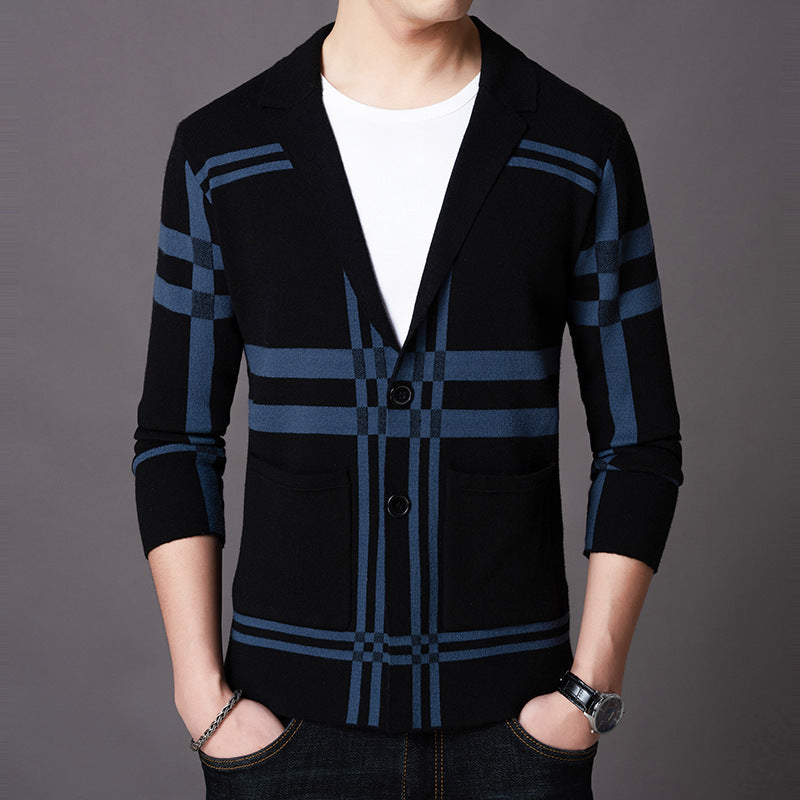 Elegant knitted blazer for men with a modern check pattern Lune London