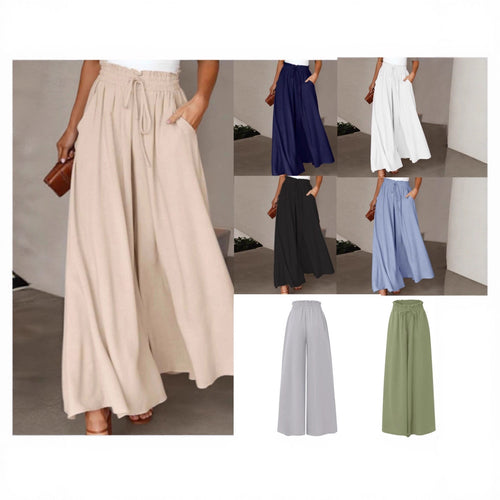 Wide-leg pants for women with elastic waistband and pockets Lune London