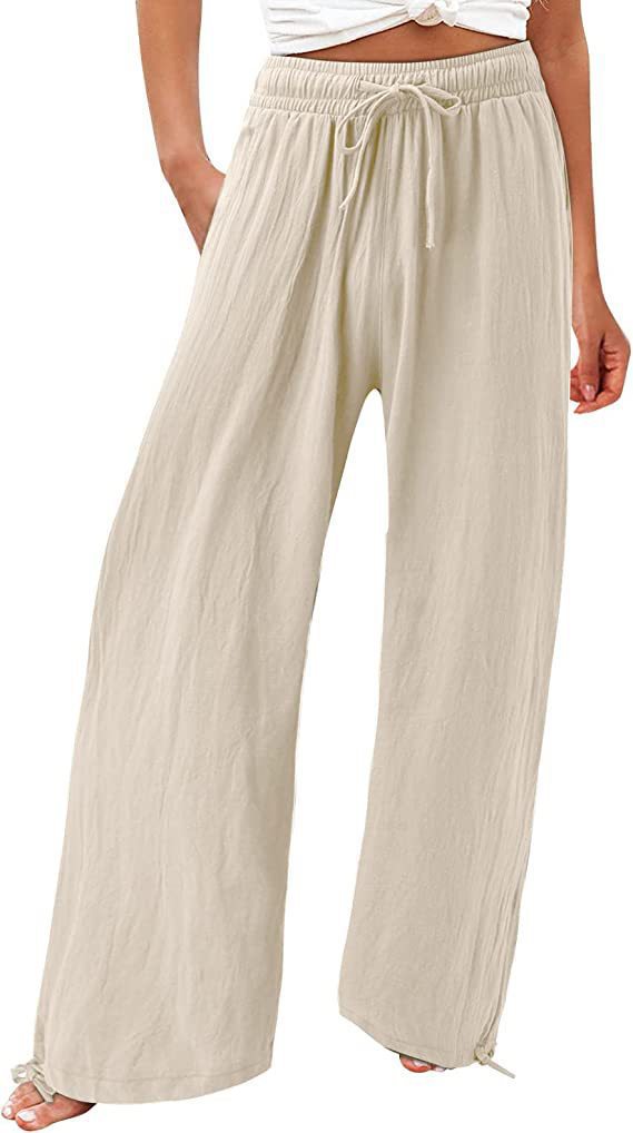 Loose summer pants for women in lightweight material with adjustable waist Lune London