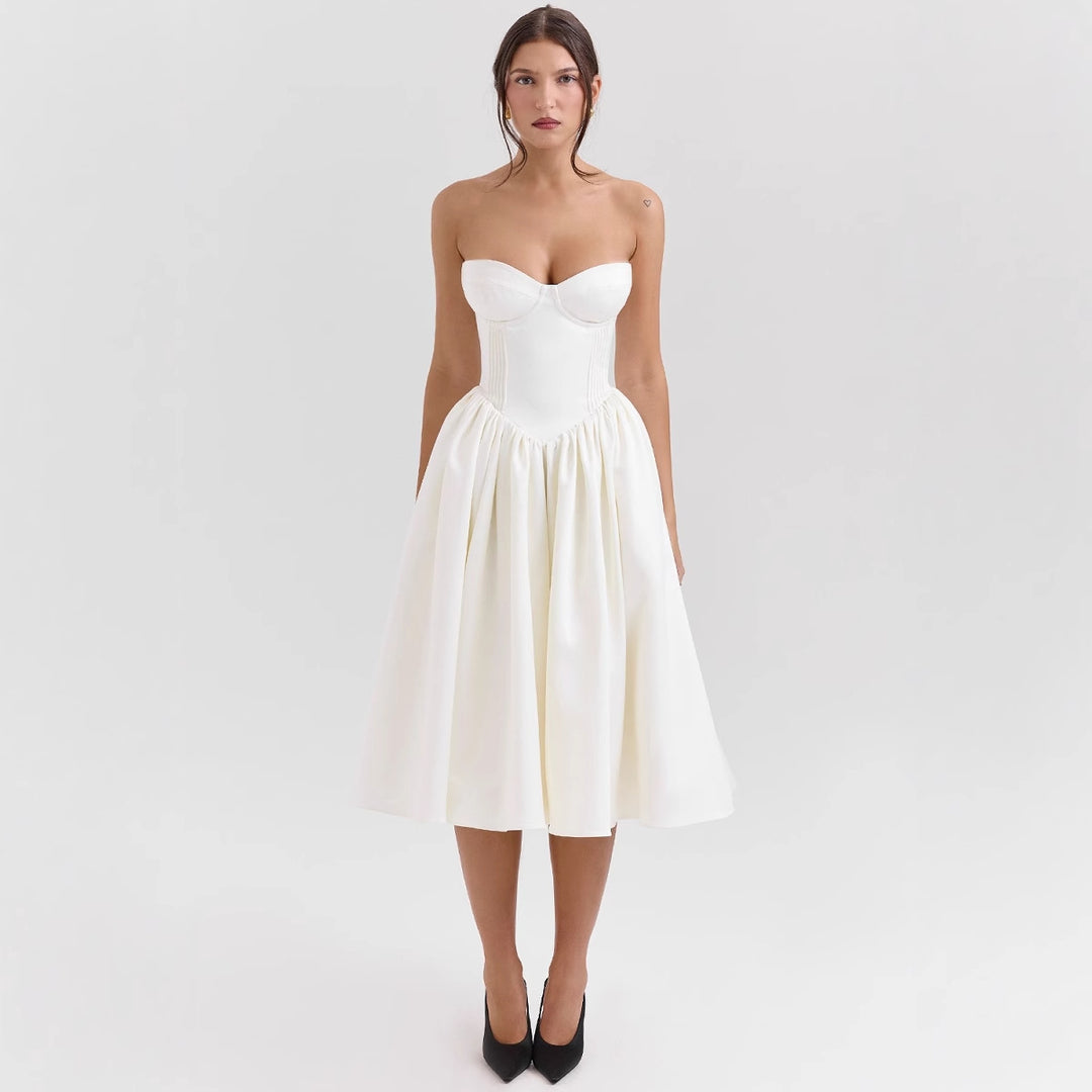 Elegant cocktail dress for women with corset top and voluminous skirt Chic & Stil